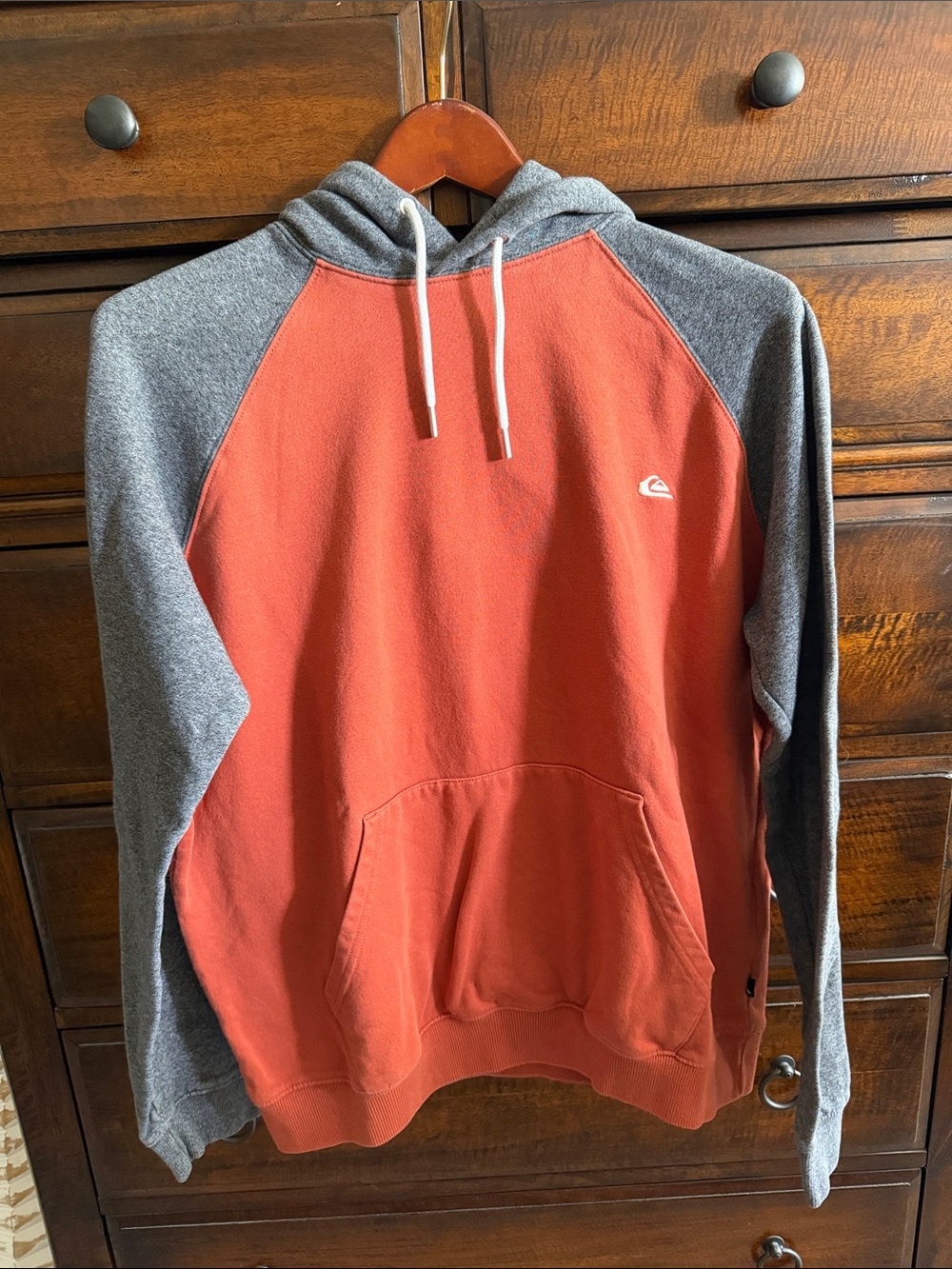 Quiksilver Rust & Gray Raglan Hoodie with Drawstring